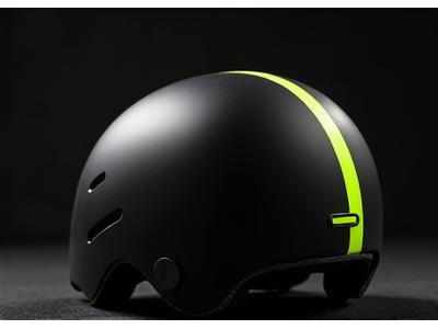 Matte black skateboard helmet with a subtle neon green stripe